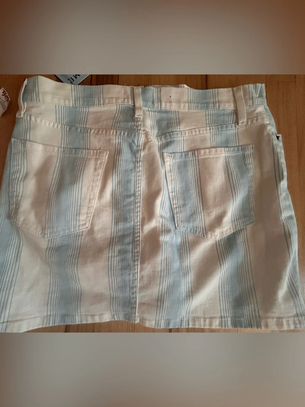 Frame Denim Striped Mini Skirt in Cream and Light Blue